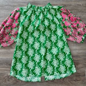 THML Green and Pink Floral Blouse